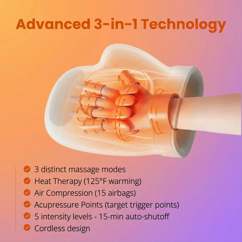 Cordless Hand Massager — Compression & Heat Therapy